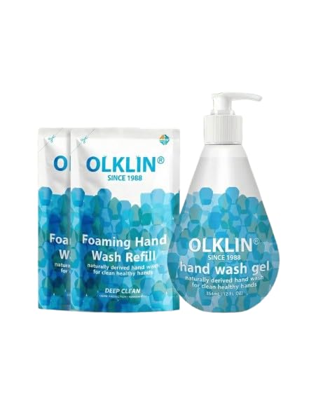 Olklin Hand Wash Gel With Plant Based Cleansers And Fragrance, 354 Ml Bottle With 2 Refill Packs Free For Daily Hand Cleaning (M