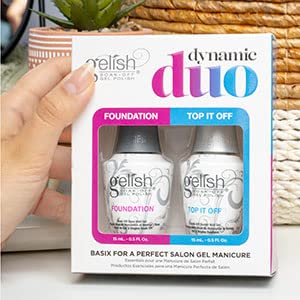 Gelish Dynamic Duo - Foundation Base Gel & Top It Off Sealer Gel Set, Long-lasting, High-Shine Finish for Gel Manicures, Cures F