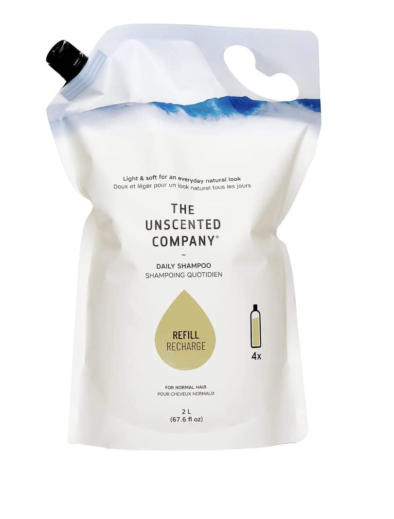 The Unscented Company, Daily Shampoo, 2 L Refill Pouch, Cleanses And Replenishes, Fragrance Free, Plant- And Mineral-Based, Biod