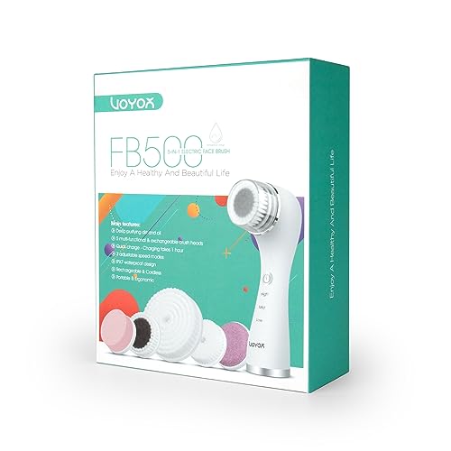 Voyor Facial Cleansing Brush Rechargeable, Spin Face Brush Waterproof 5-In-1 Body Brush Set For Deep Skin Cleansing, Gentle Exfo