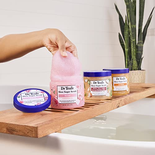 Dr Teal's Shea Sugar Scrub Trial Pack, Rose, Shea Butter, Citrus 19 oz (Pack of 3) (Packaging May Vary)