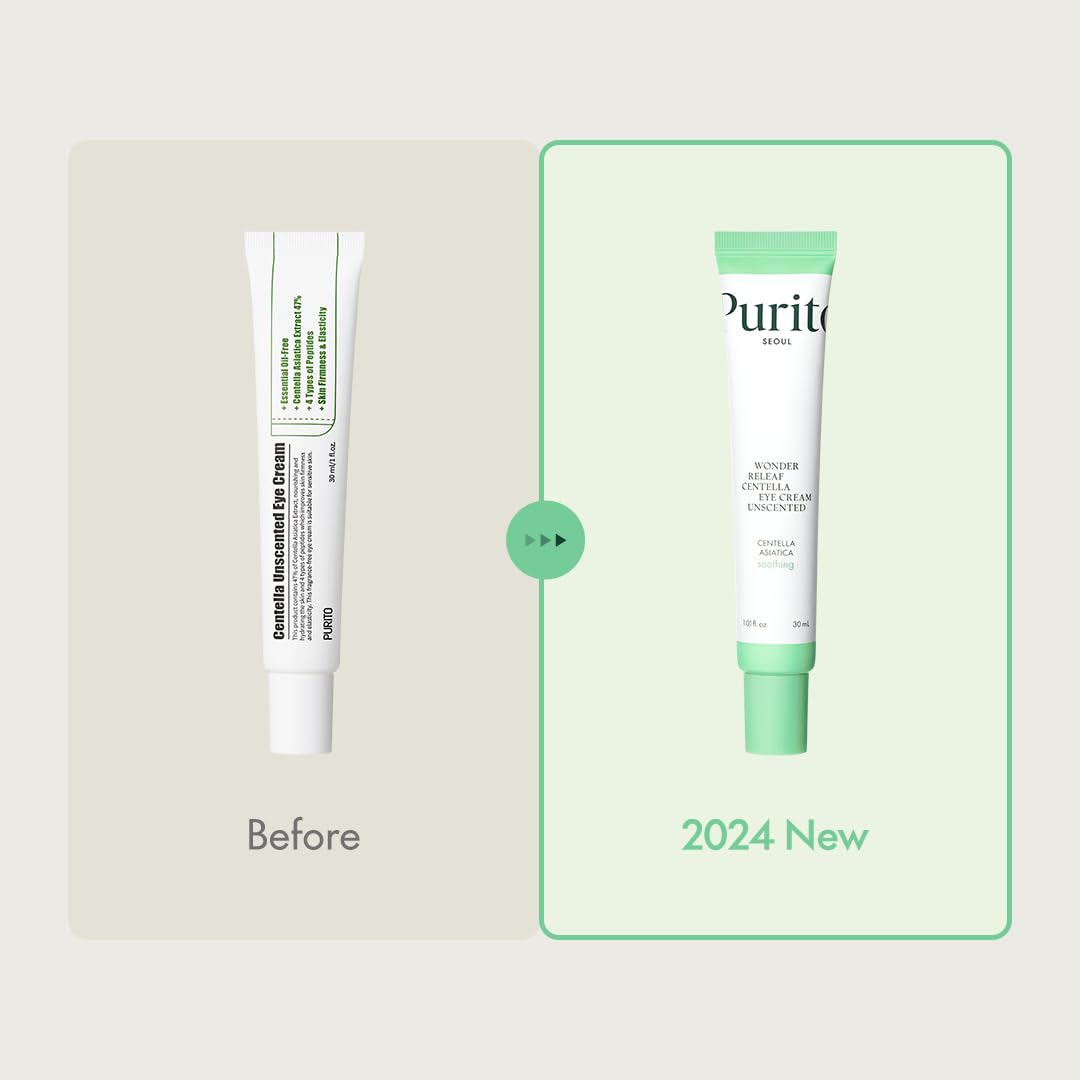Purito Centella Unscented Eye Cream, Korean Centella, For Sensitive Skin, Soothing, Facial Eye Cream For Face, Dark Circles, Wri