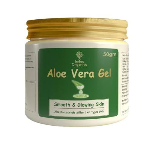 Indus Organics Aloe Vera Gel For Skin And Hair 50 Gm | Hydrating, Moisturizing, Soothing Skin, Anti Dandruff | Multipurpose Gel 