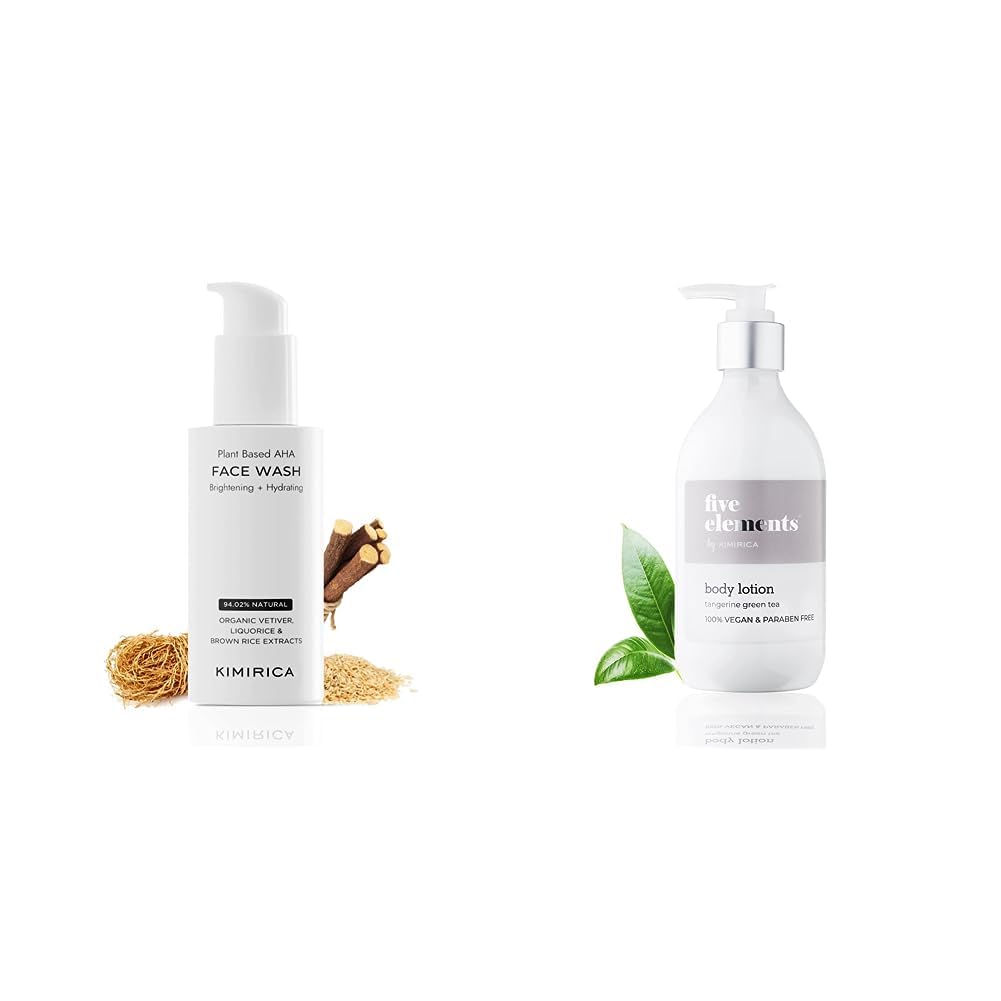 Kimirica Brightening Hydrating Face Wash For Oily Skin (100 Ml) & Kimirica Five Elements Moisturizing Scented Body Lotion With T