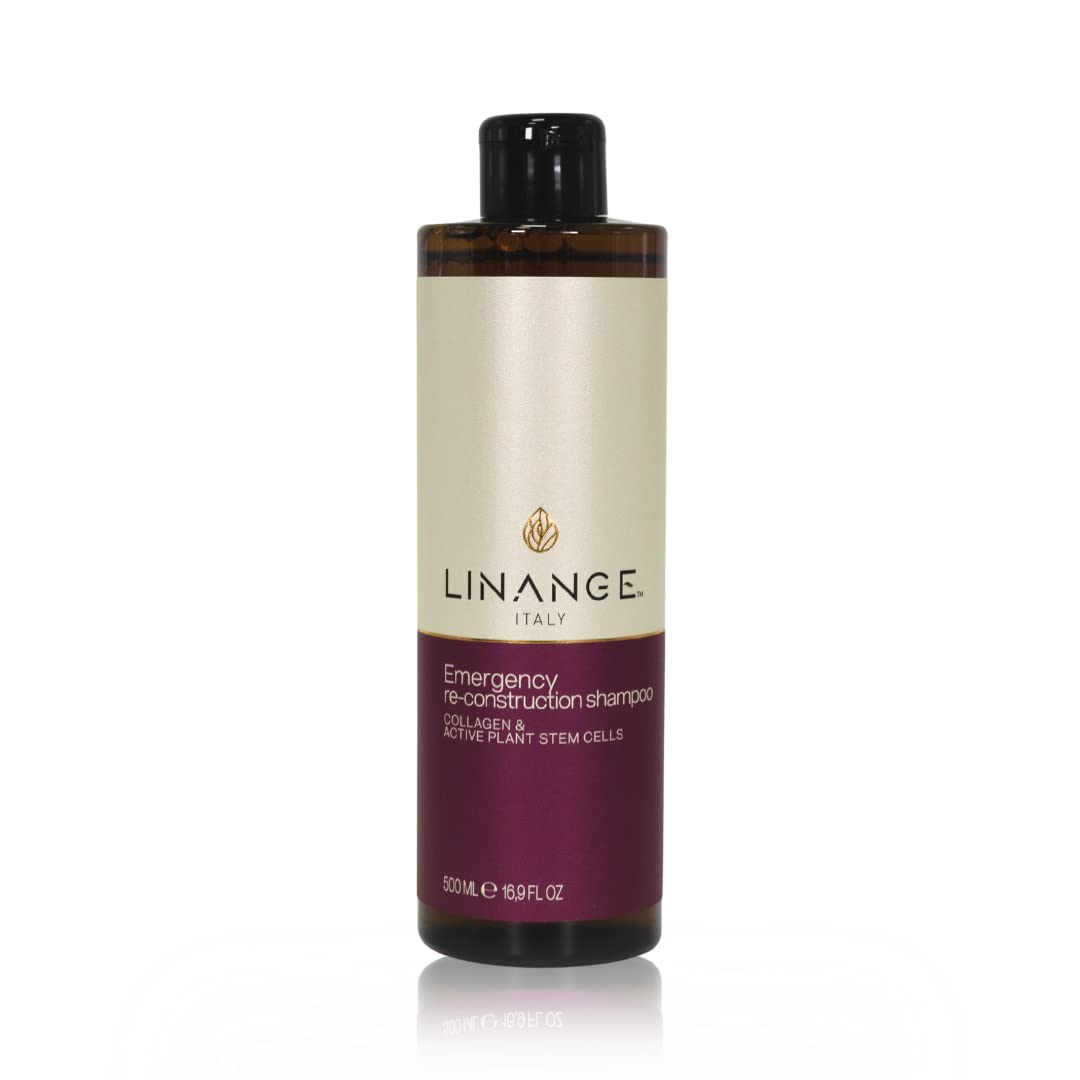 LINANGE Emergency Reconstruction Shampoo for Very Damaged Hair with Collagen, Keratin, and Shea Butter - Nourishing and Restruct