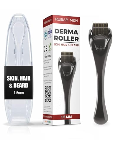 Rubab Men Derma Roller 1.5Mm For Hair Regrowth With Travel Case | Hair Roller & Derma Roller For Beard Growth Men | 540 Titanium
