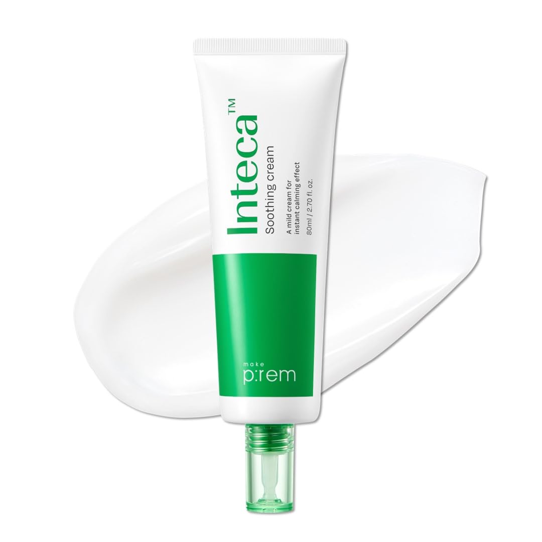 Make P:Rem Inteca Soothing Cream, 2.9X Faster Absorbing & Calming Effect, Advanced Centella Extract For Sensitive Skin, Eve Vega