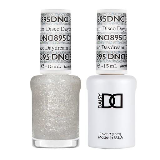 DND Gel Polish Set, Glitter Collection, UV Gel Polish and Air Dry Nail Lacquer, Matching Chip-Free Polish Duo, 895 Disco Daydrea