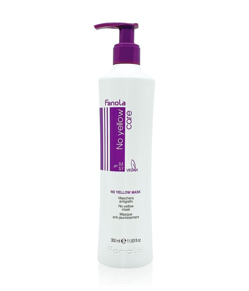 Fanola No Yellow Mask, 11.8 oz - Purple Toning Mask to Remove Yellow Tones & Brassiness from Blonde, Silver, Gray, Highlighted a