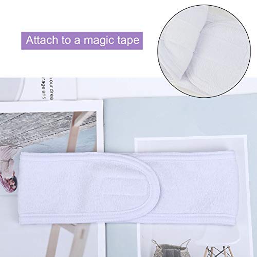 Lades Facial Spa Headband - 3 Pcs Makeup Shower Bath Wrap Sport Headband Terry Cloth Adjustable Stretch Towel With Magic Tape