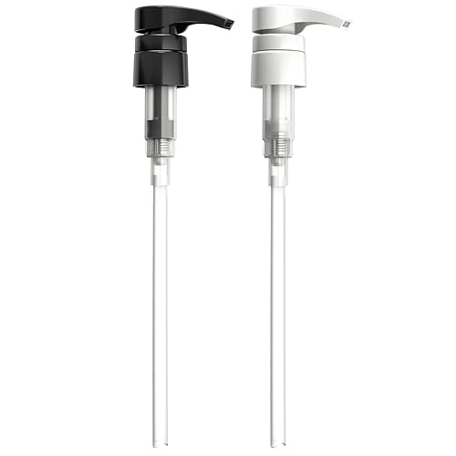 Bar5F Universal Pumps For Shampoo, Conditioner, Gel, Body Wash, Etc, For 1 Liter/33.8 Ounce/1000Ml Bottles, Set Of 2, Black & Wh