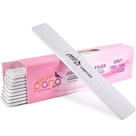 10PCS Jumbo Size PANA Professional Double Sided Nail Files - Zebra, 100/100 Grit - Emery Board Nail Buffering File Manicure Pedi
