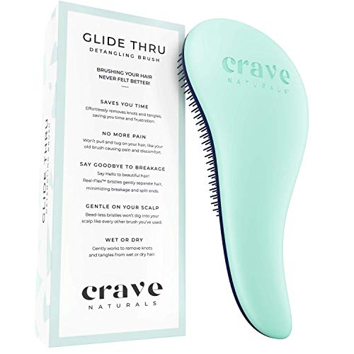 Crave Naturals Glide Thru Detangling Brush for Adults & Kids Hair - Detangler Brush for Natural, Curly, Straight, Wet or Dry Hai