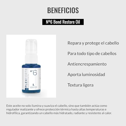 Lendan Hair Oil Plex Forte Nº6 - 75 ml - Repairs & Protects All Hair Types - Anti-Frizz, Adds Shine, Lightweight Texture
