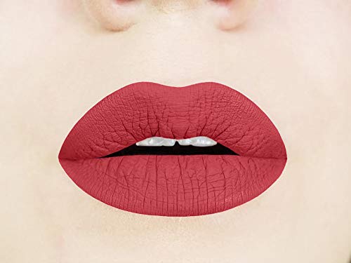Aromi Brick Red Matte Liquid Lipstick | Warm, Earthy Burgundy Lip Color, Long-Lasting And Kiss-Proof, Vegan, Cruelty-Free, Water