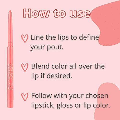Flower Beauty Petal Pout Lip Liner - Smooth & Creamy Lip Liner With Pigment Rich Color, Prevents Feathering Of Lip Color, Comes