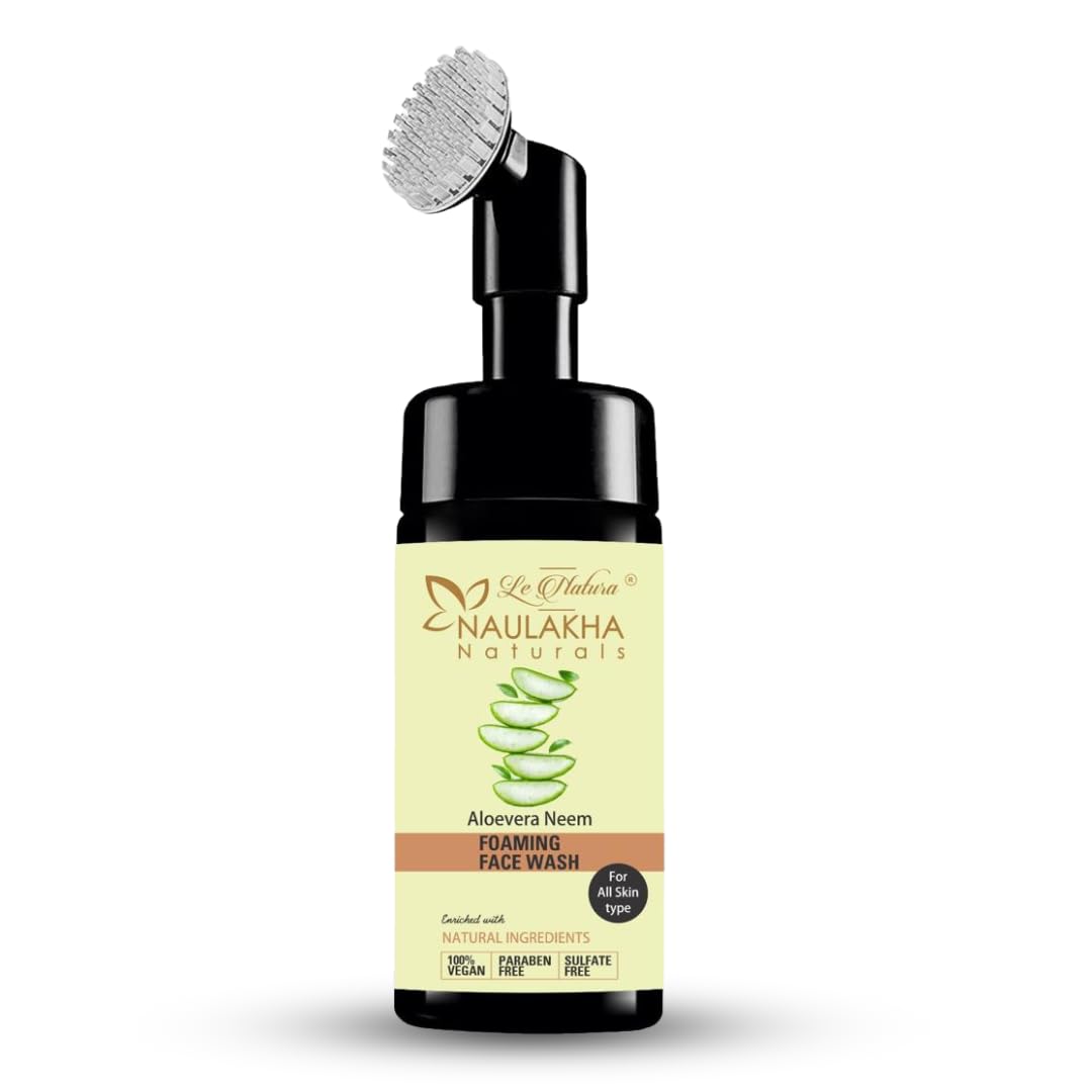Naulakha Naturals Aloe Vera And Neem Foaming Face Wash With Built In Brush Fights Acne And Blackheads Hydrating And Refreshing I