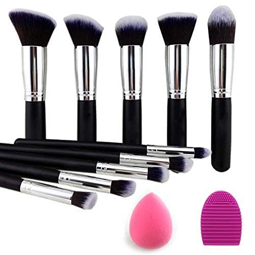 Glowhouse Ynthetic Kabuki Foundation Face Powder Blush Eyeshadow Brush Makeup Brush Kit With Blender Sponge And Brush Cleaner (1