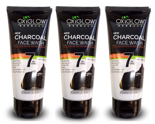 Oxyglow Herbals 7 In One Charcoal Face Wash-100G| Deep Exofilation| Removes Blackheads & Whiteheads| Pore Cleansing Face Wash|Sp