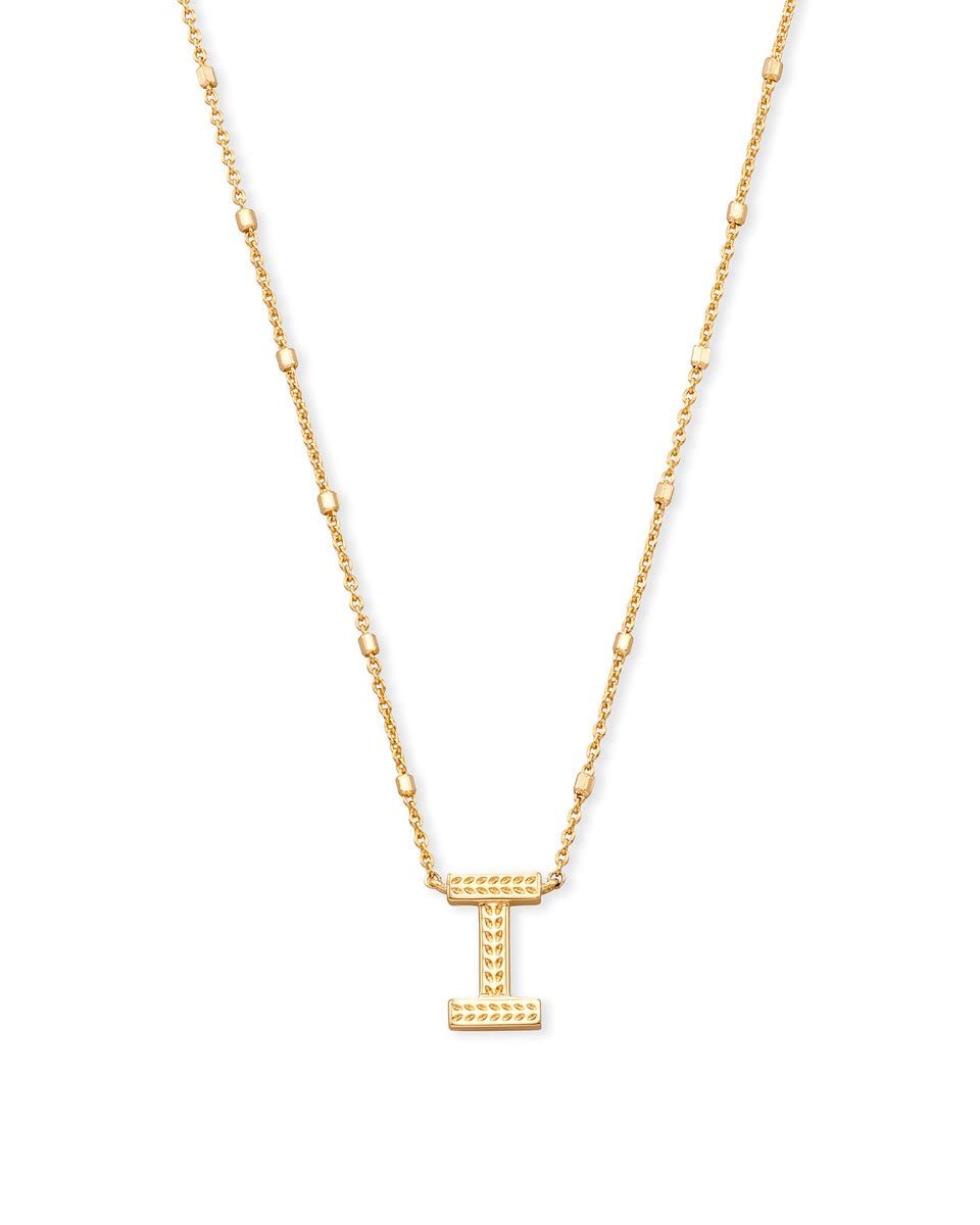 Kendra Scott Letter I Pendant Necklace for Women, Fashion Jewelry, 14k Gold-Plated Brass, Gold Metal, Letter I
