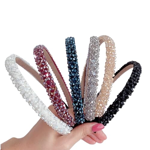 Truvic Crystal Rhinestone Headbands Shiny NonSlip Beaded Hairband Bling Hair Bands Hair Accessories For Women Girls, Pack Of 3 