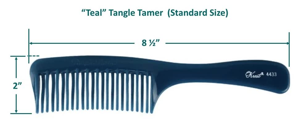 Krest Teal Tangle Tamer Curved Tooth Comb - 1 Count, Teal Color, Perfect for Detangling Hair