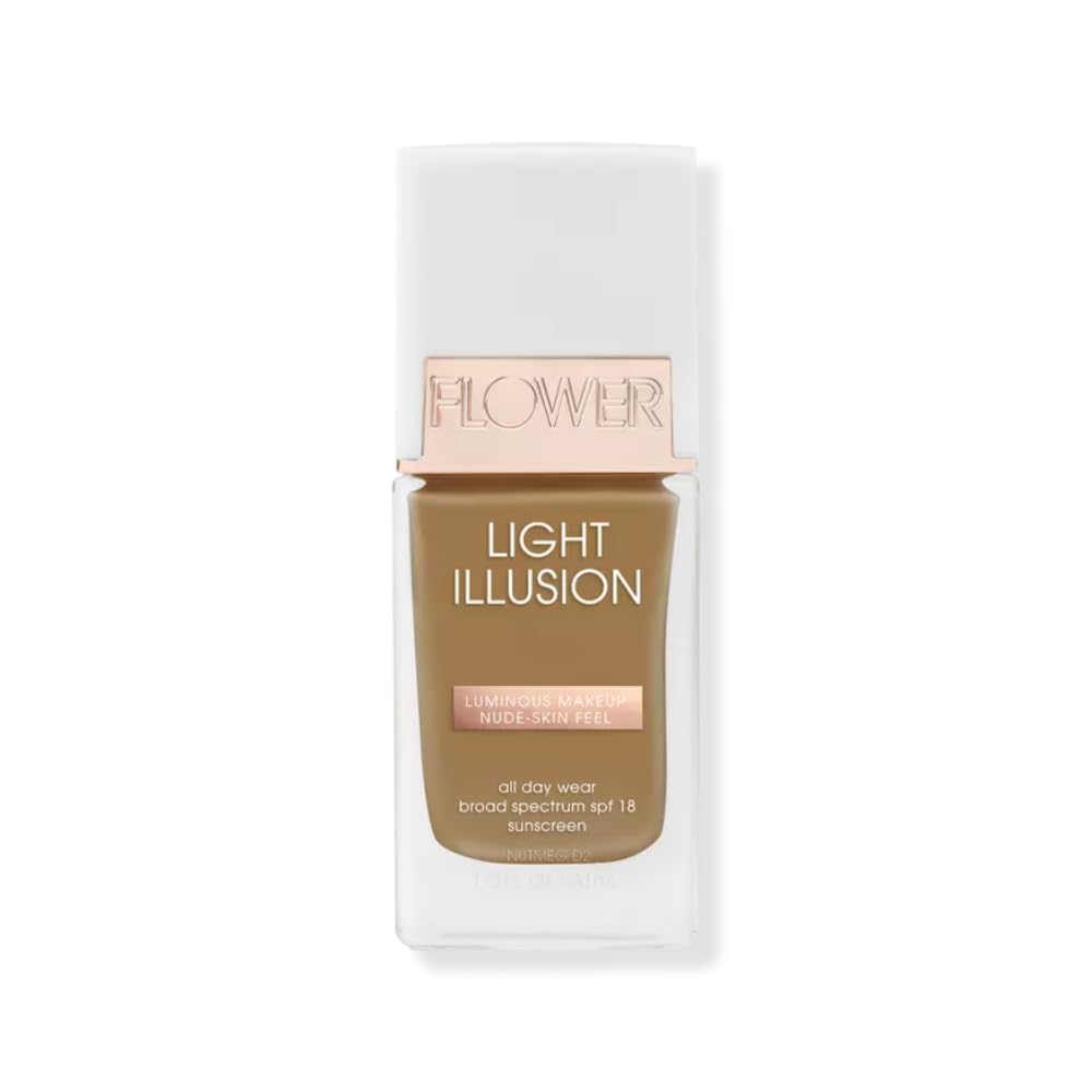 FLOWER BEAUTY By Drew Barrymore Light Illusion SPF Foundation  Blendable + Buildable  Natural Finish  Lightweight Formula (Nu