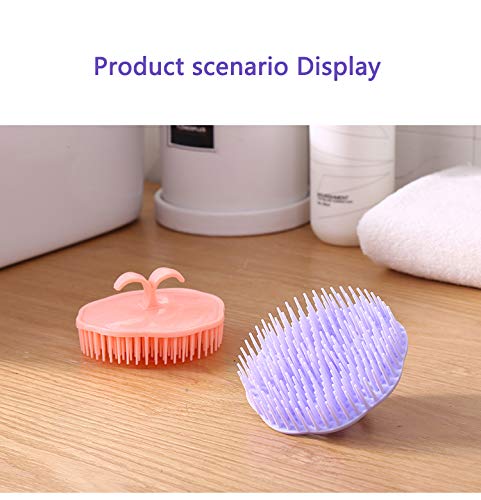 Hair Scalp Brush Dandruff Cleaning Brush Shower Scalp Shampoo Brush Scalp Massager Pack Of 2 (Orange And Violet)