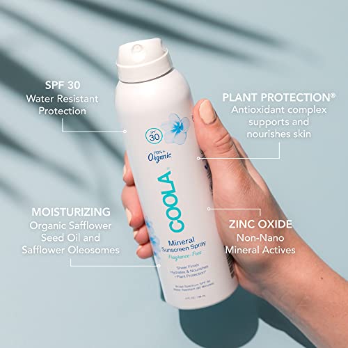 Coola Organic Mineral Sunscreen Spf 30 Sunblock Spray, Dermatologist Tested Skin Care For Daily Protection, Vegan And Gluten Fre