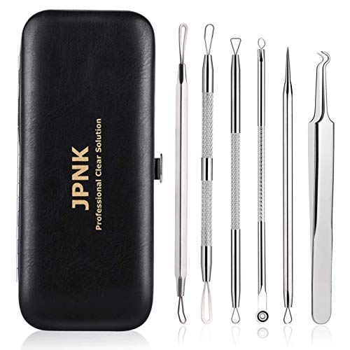 JPNK 6 PCS Blackhead Remover Comedones Extractor Acne Removal Kit for Blemish, Whitehead Popping, Zit Removing for Nose Face Too