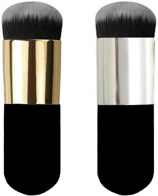 Rectyo Gallery 2 Pieces Foundation Brush, Chubby Makeup Brush, Suit For Blending Liquid, Cream Or Flawless Powder Cosmetics(Gold