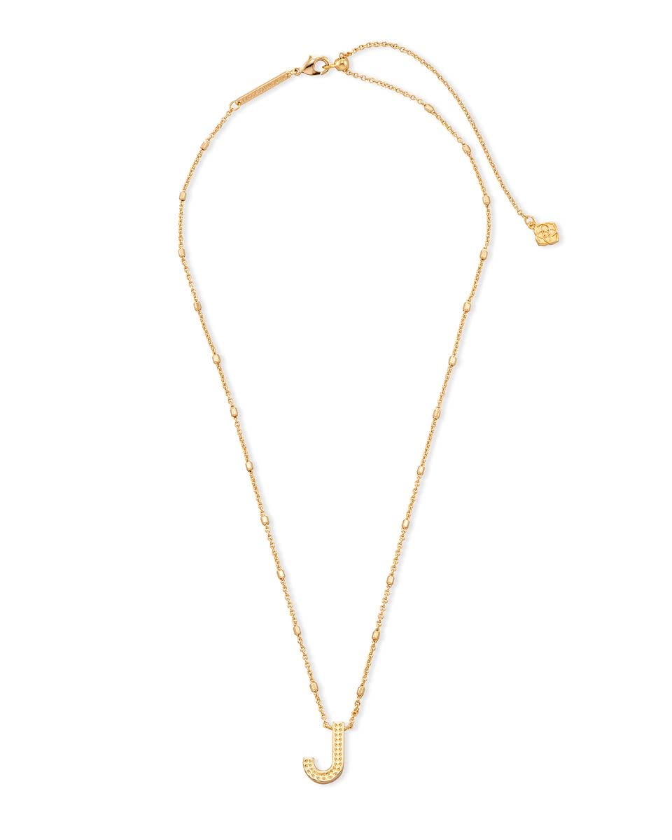 Kendra Scott Letter J Pendant Necklace for Women, Fashion Jewelry, 14k Gold-Plated Brass, Gold Metal, Letter J