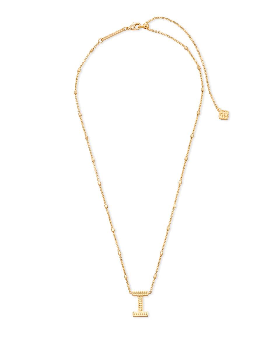 Kendra Scott Letter I Pendant Necklace for Women, Fashion Jewelry, 14k Gold-Plated Brass, Gold Metal, Letter I