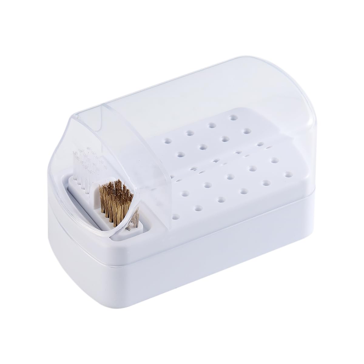 Fcozpjk 2 in 1 Nail Drill Bit Holder and Nail Drill Bits Cleaner Brush Case, 30 Holes Nail Drill Bits Organizer Display Stand Co