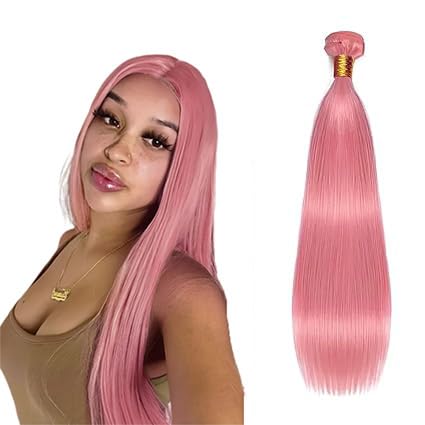 Pink Bundles Human Hair Straight Human Hair Bundles 30 Inch FuivJuix Unprocessed Brazilian Virgin Hair Pink Straight Bundle Huma