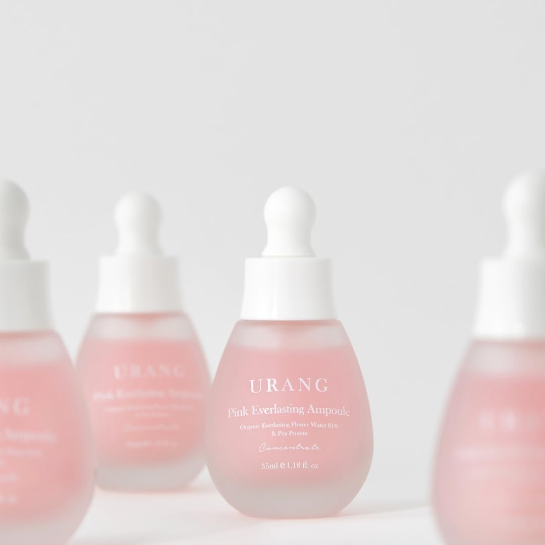URANG Pink Everlasting Ampoule | Organic Moisturizer Supports Elasticity & Vibrancy for Dull Skin | Natural Vegan Skincare for W
