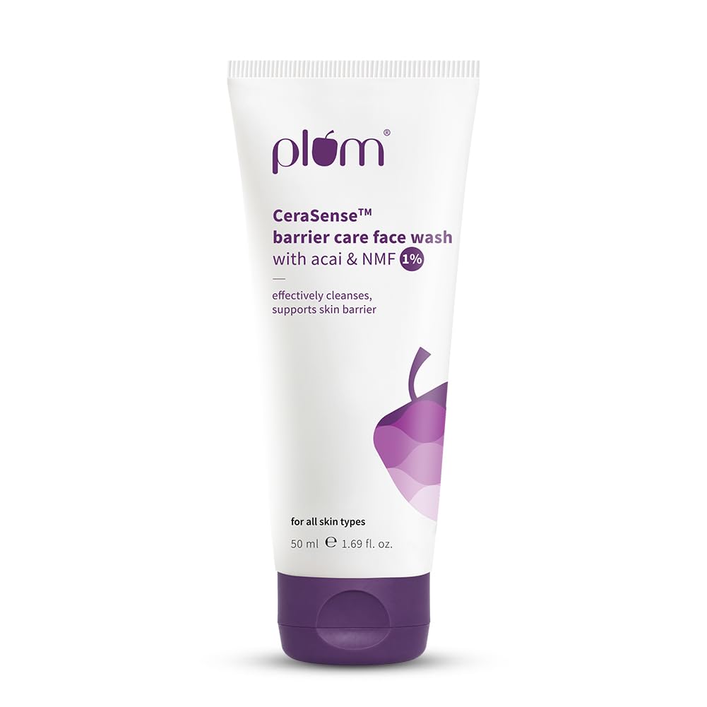 Plum Cerasensetm Barrier Care Face Wash With Acai & 1% Nmf | 50Ml | Gentle Face Wash | For Dry Skin, Normal Skin & Sensitive Ski