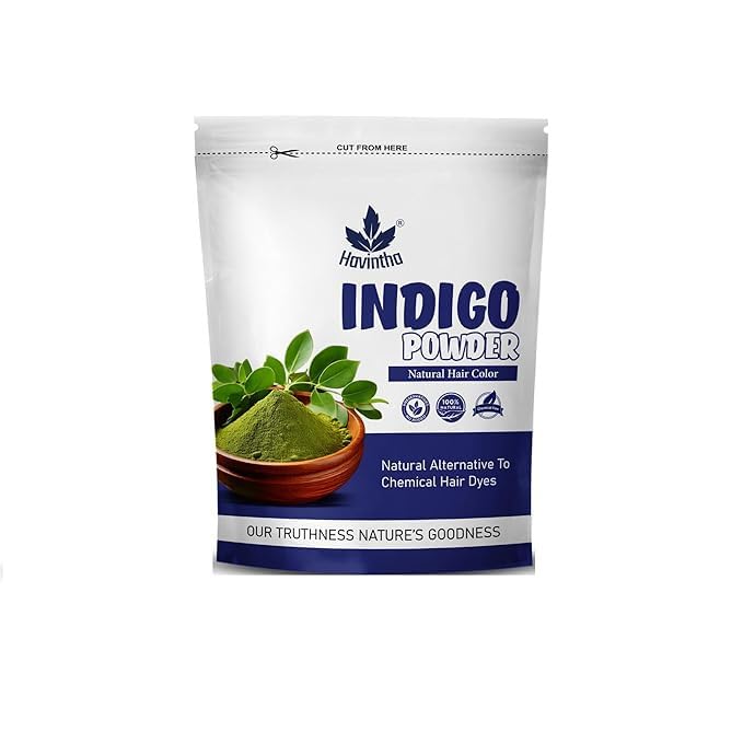 Havintha Indigo Powder For Hair, Pure And Herbal And Natural Hair Color Black/Brown | Hair & Beard Dye/Color Indigofera Tinctori
