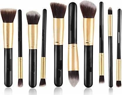 Sunisa Professional Black Soft Bristles 10 Pcs Makeup Brushes Set For Womens & Girls  (Pack Of 10)