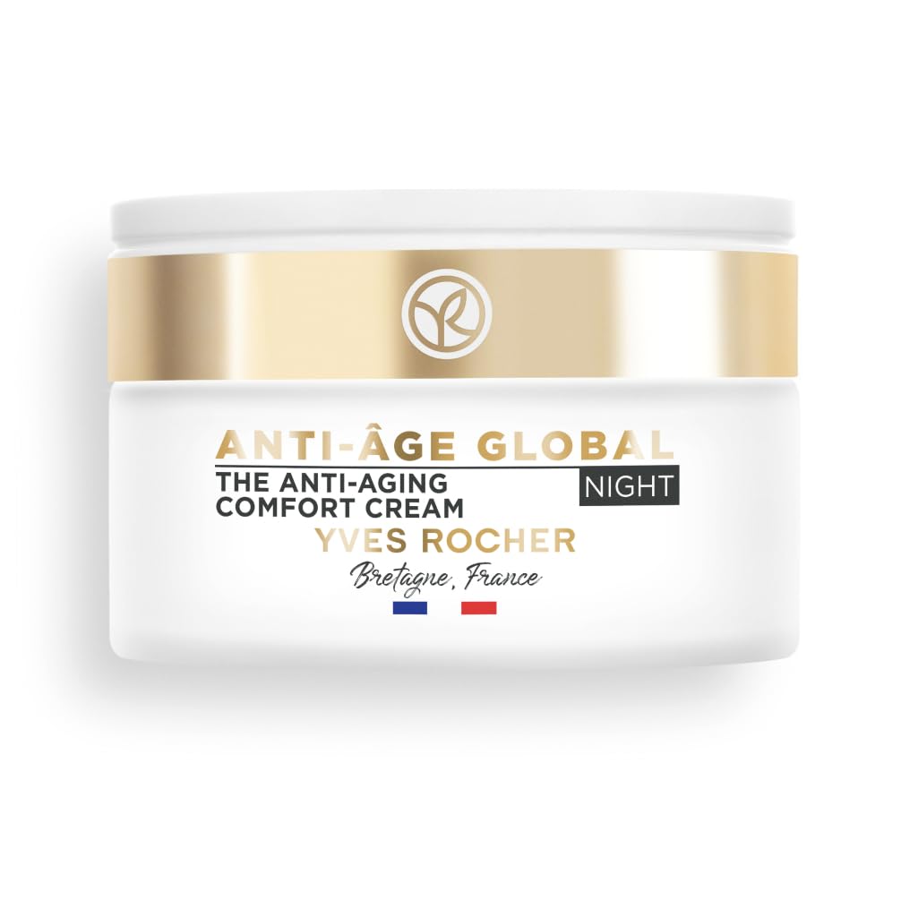 Yves Rocher Age Global AntiAging Comfort Night Cream, Botanical Nectar Face Cream for Mature Skin, Smooths Wrinkles & Restores 