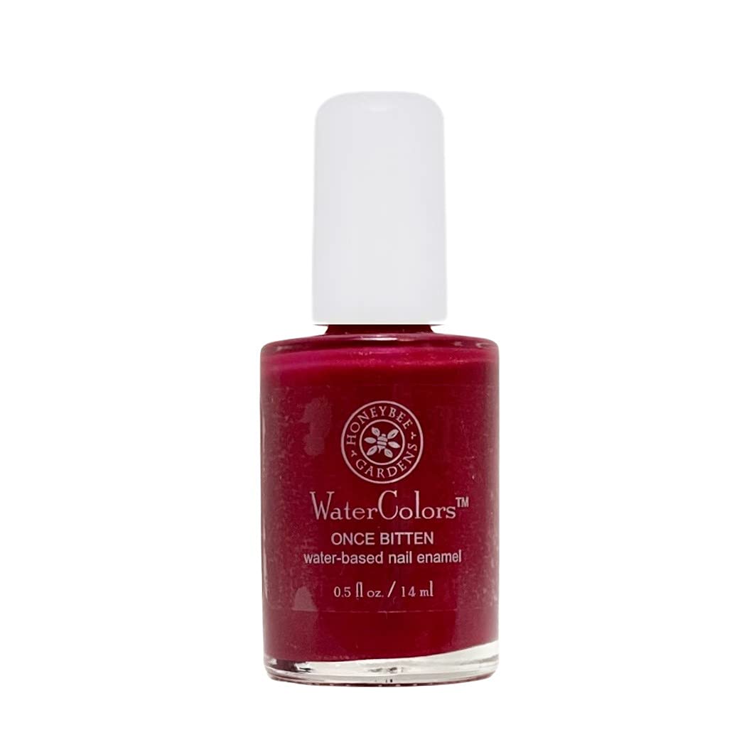 Honeybee Gardens Water-Based Nail Enamel, Once Bitten, Rich Cranberry With Slight Gold Shimmer, Eco-Friendly, Odorless & Vibrant