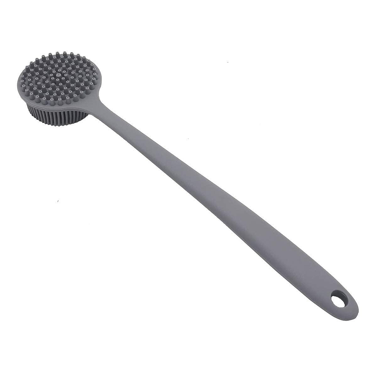 Dnc Silicone Back Scrubber For Shower Bath Body Brush With Long Handle, Bpa-Free, Hypoallergenic, Eco-Friendly (Gray)
