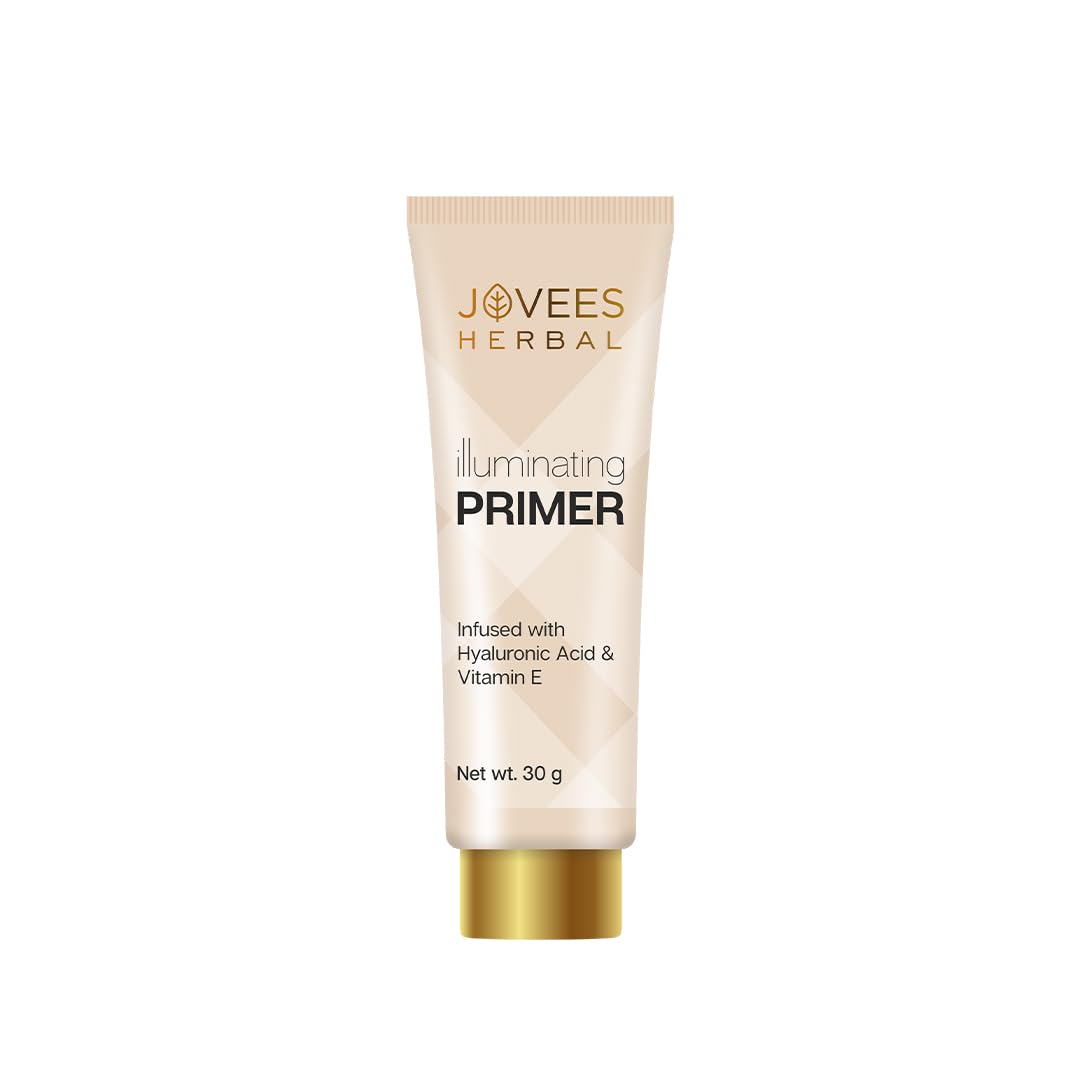Jovees Herbal Illuminating Primer Infused With Hyaluronic Acid & Vitamin E | Hydrating & Smooth Natural Finish | Light Weight Fo