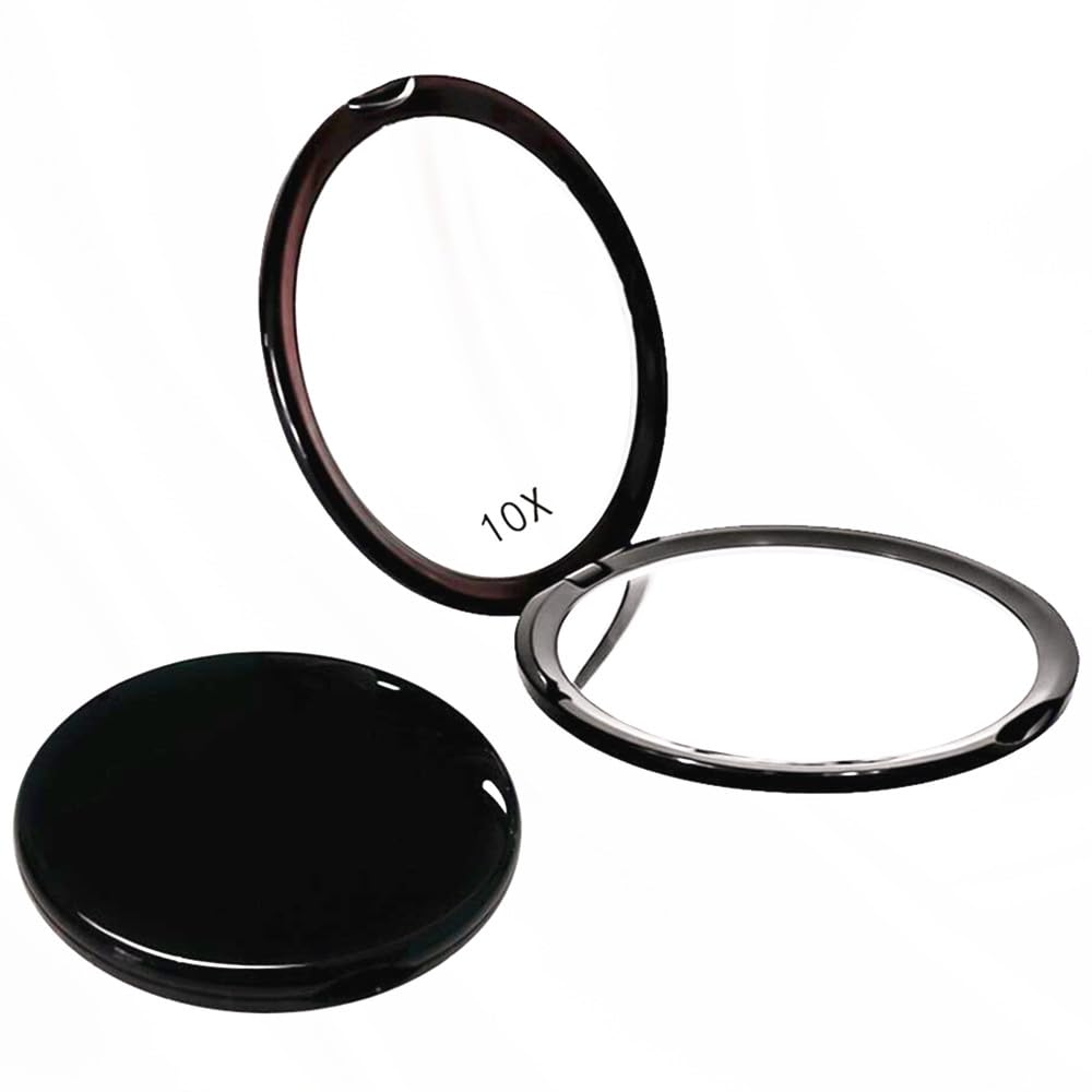 mpowtech Compact Magnifying Mirror for Purse - 1x/10x Magnification Travel Makeup Mirror 4 inch Pocket Mirror Double-Sided Cosme