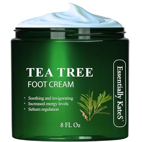 Essentially KateS Tea Tree Oil Foot Cream 8 Fl Oz - Toe Nails, Athletes Foot, Ringworms, Jock Itch, Foot Odor, and Soothes Itchi