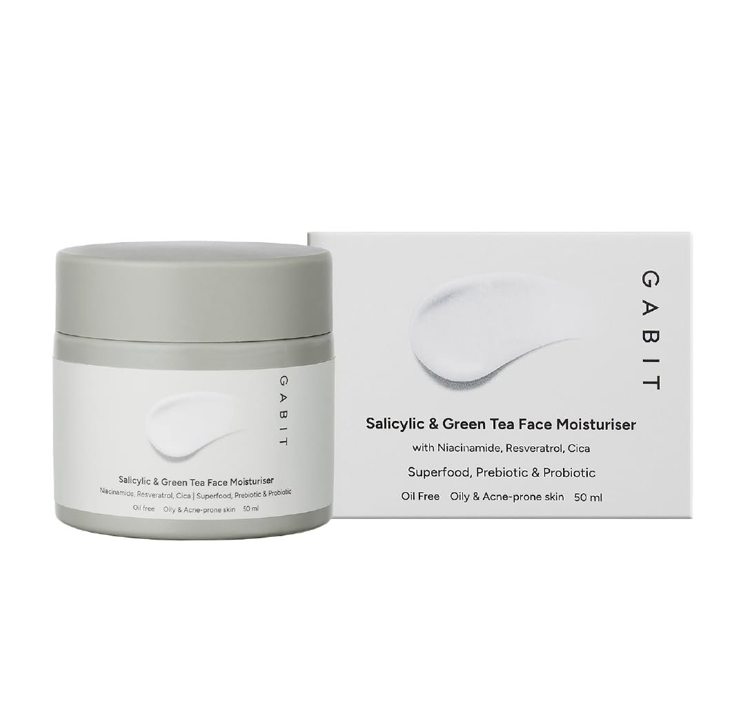 Gabit Salicylic Acid & Green Tea Face Moisturiser For Acne, Blackheads & Open Pores | Oil Free, Lightweight Moisturizer, Exfolia