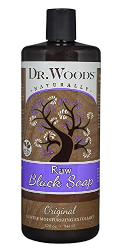 Dr. Woods Natural Raw African Black Moisturizing Liquid Castile Soap, 32 Ounce
