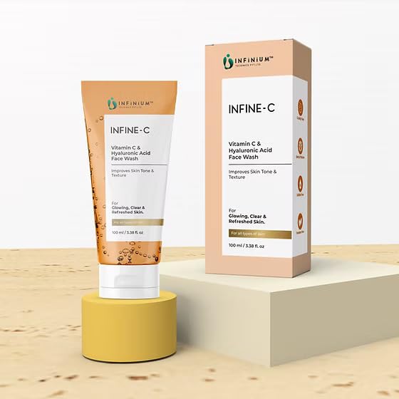 InfineC Vitamin C Face Wash 100Ml | Brightening & Deep Cleansing Face Cleanser | Helps Reduce Dark Spots & Pigmentation | For A