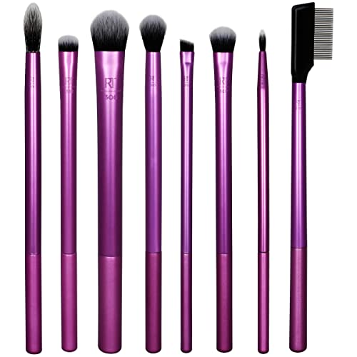Real Techniques Everyday Eye Essentials Makeup Brush Set, Eye Brushes For Liner, Eyeshadow, Brows, & Lashes, Travel, Friendly, S