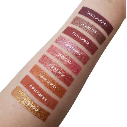 Aromi Burnt Pumpkin Metallic Liquid Lipstick | Orange Gold Lip Color With Shimmery Finish, Vegan, Cruelty-Free, Long-Lasting, Wa